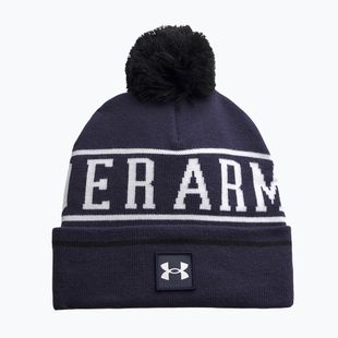 Pánska zimná čiapka Under Armour Halftime Pom Beanie midnight navy/white/white