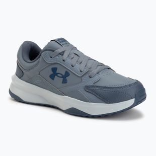 Pánske tréningové topánky Under Armour Edge Leather gravel/blue fog/blackout navy