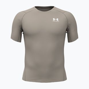 Pánske tréningové tričko Under Armour HG Armour Comp timberwolf taupe/white