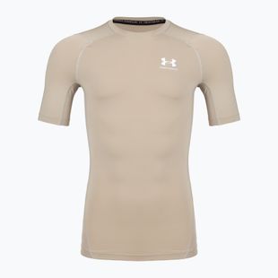 Pánske tréningové tričko Under Armour HG Armour Comp timberwolf taupe/white