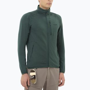 Pánska trekingová mikina Salomon Essential Lighwarm Full Zip green gables