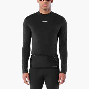 Pánske bežecké tričko longsleeve Salomon Sense Merino Tee LS deep black