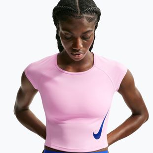 Dámske bežecké tričko Nike Tempo Swoosh Run Dri-Fit pink rise/pink rise/old royal
