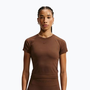 Dámske tréningové tričko Nike Pro Seamless Dri-Fit SS cacao wow