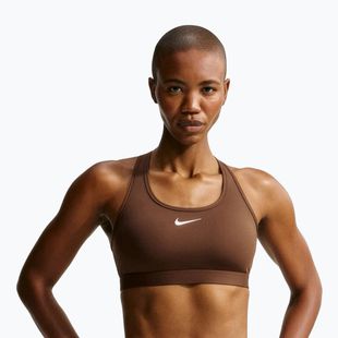 Dámska fitness podprsenka Nike Swoosh Medium Support cacao wow/white