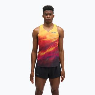 Pánske bežecké tričko HOKA Race Day Singlet TR Print hoka citrus