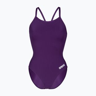 Dámske jednodielne plavky Arena Team Light Drop Solid plum/white