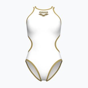 Dámske jednodielne plavky Arena One Biglogo One Piece white/gold