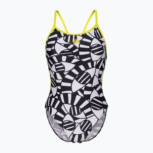 Dámske jednodielne plavky arena Open Your Eyes Lace Back black multi/soft green