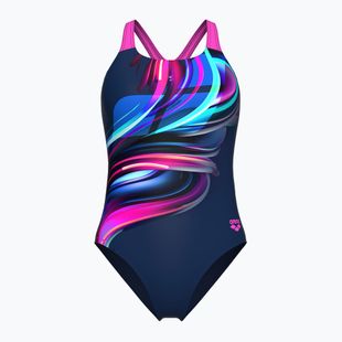 Dámske jednodielne plavky arena Bloom Swim Pro Back Lb multi navy/navy/shocking pink