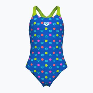 Detské jednodielne plavky arena Multiple Dot Swim Pro Back multi blue/artic lime