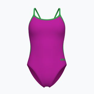 Dámske jednodielne plavky Arena Lace Back Solid very fuchsia/team green