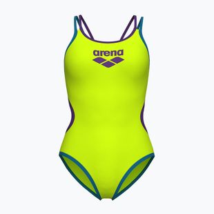 Dámske jednodielne plavky arena One Double Cross Back One Piece artic lime/plum/blue cosmo