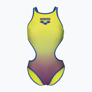 Dámske jednodielne plavky arena One Shaded Print Tech One Back artic lime violetta multi/neon blue