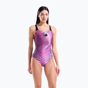 Dámske jednodielne plavky arena Peacock Swim Pro Back multi pink/black