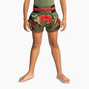 Detské tréningové šortky Venum Inferno Kids Muay Thai army green/orange
