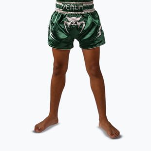 Detské tréningové šortky Venum Inferno Muay Thai forest green/off white