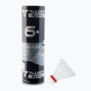 Talbot-Torro Tech 450 bedmintonové rakety, Premium Nylon 6 ks biela 469082