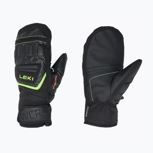 Detské lyžiarske rukavice LEKI WCR Team 3D Junior Mitt black/ ice lemon