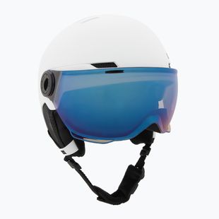 Detská lyžiarska prilba UVEX Rocket Visor Jr white/black matt/mirror blue/smoke