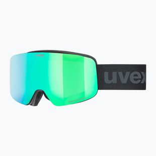 Detské lyžiarske okuliare UVEX Pwdr FM black matt/mirror green yellow clear