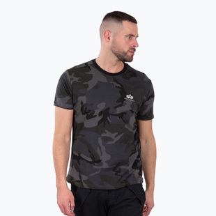 Pánske tričko Alpha Industries Basic Small Logo Camo Black