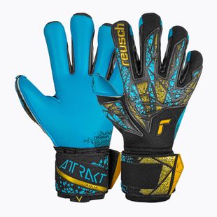 Brankárske rukavice Reusch Attrakt Aqua Finger Support black/gold/aqua
