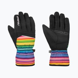 Detské lyžiarske rukavice Reusch Alan Junior black/multicolour lines