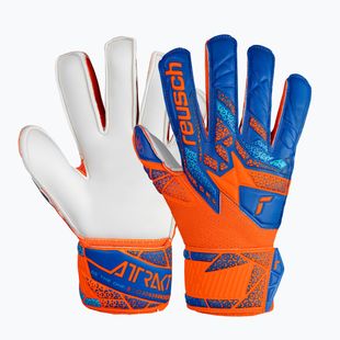 Detské brankárske rukavice Reusch Attrakt Solid Finger Support Junior shocking orange/blue