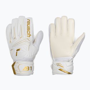 Detské brankárske rukavice Reusch Attrakt AB1 Solid Junior white/gold