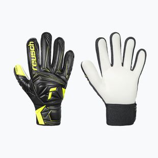 Detské brankárske rukavice Reusch Attrakt Starter Solid Finger Support Junior black/safety yellow