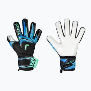 Detské brankárske rukavice Reusch Attrakt RE:GRIP NC Junior black/ocean light