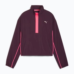 Dámska bežecká bunda PUMA Run For Her Fashion Woven 1/2 ZIP midnight plum/ sunset glow