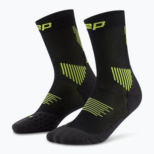 Dámske kompresné ponožky CEP Run Mid Cut 5.0 black/lime