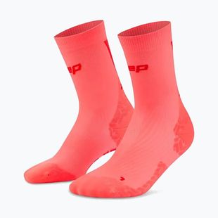 Dámske ponožky CEP Ultralight Mid Cut 4.0 neon coral/red