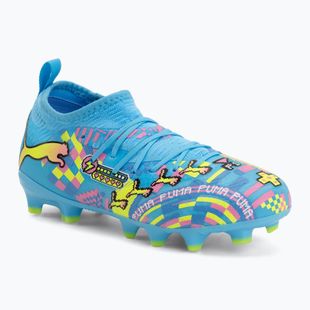 Detské kopačky PUMA Future 9 Match Advanced Level FG/AG Jr puma white/blue glimmer/pink glimmer/yellow alert