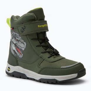 Juniorské snehule KangaROOS K-MJ Edison EV RTX SL olive / limetta dino