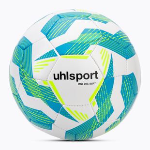 Futbalová lopta uhlsport Lite Soft 350 white/light blue/fluo yellow veľkosť 4