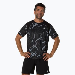Pánske bežecké tričko ASICS Road All Over Print Top performance black
