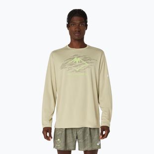 Pánske bežecké tričko longsleeve ASICS Fujitrail Logo LS khaki