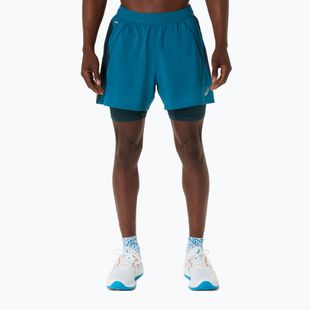 Pánske bežecké šortky ASICS Road 2N1 5IN tranquil teal/dark teal/yamabuki