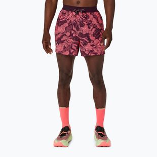 Pánske bežecké šortky Asics Fujitrail All Over Print 5In Short Blazing Coral/Dark Aubergine