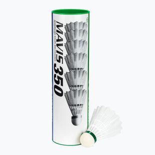 Perové loptičky na bedminton YONEX Mavis 350 W 6 pack white