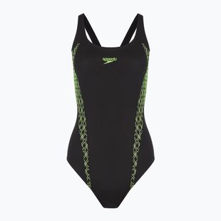 Dámske jednodielne plavky Speedo Panel Muscleback black/green