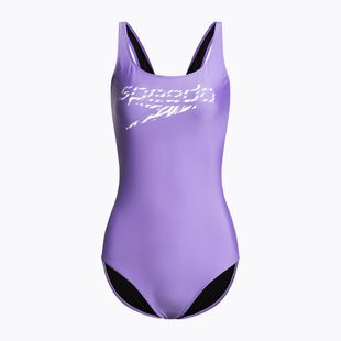 Dámske jednodielne plavky Speedo Logo Deep U-Back fialové 68-12369