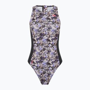 Dámske jednodielne plavky ZONE3 Pacific Koa High Neck black/green