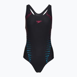 Dámske jednodielne plavky Speedo Allover Panel Laneback black/purple