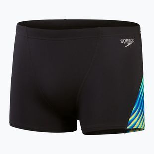 Pánske plavecké boxerky Speedo Allover Digital V-Cut Aquashort black/true cobalt