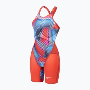 Dámske jednodielne plavky Speedo Fastskin LZR Pure Valor 2.0 Openback Kneeskin flame red/picton blue