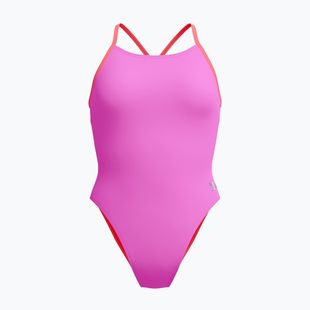Dámske jednodielne plavky Speedo Solid Lattice Tie-Back neon violet